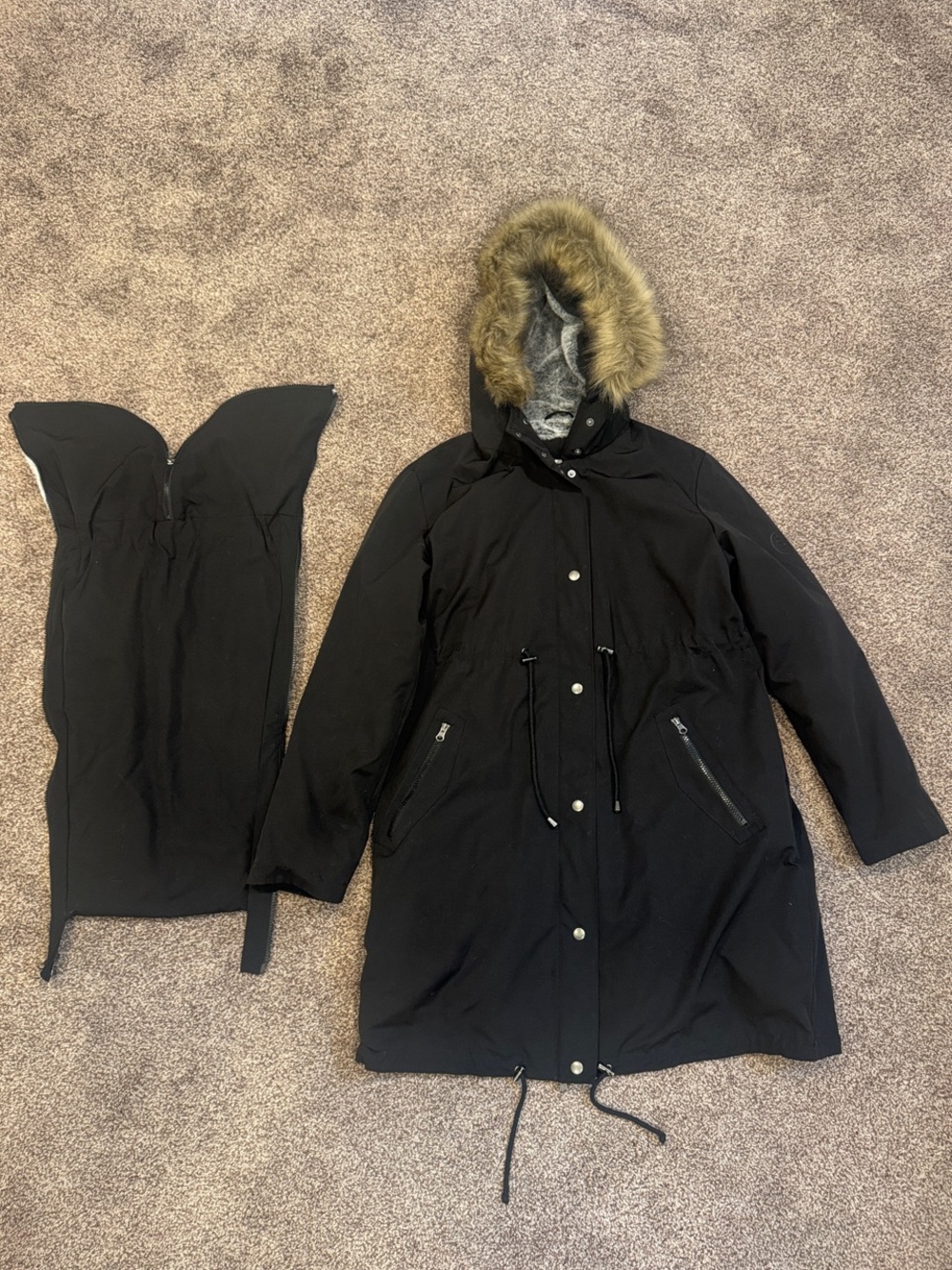 Seraphine Black Premium 3-in-1 Maternity Babywearing Parka Size 10 UK, 6 US